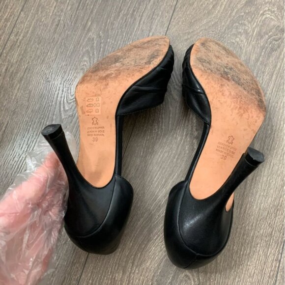 Aldo Women's Open toe Pumps Heels Leather Black Crystal Embellishment detail - Picture 15 of 16